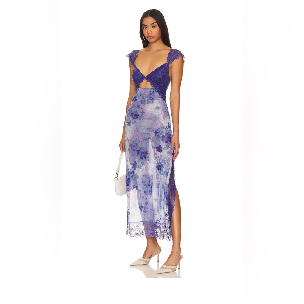 Free People Lavender Purple Floral Midi Dress